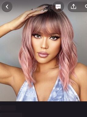 Pink ombré wavy wig